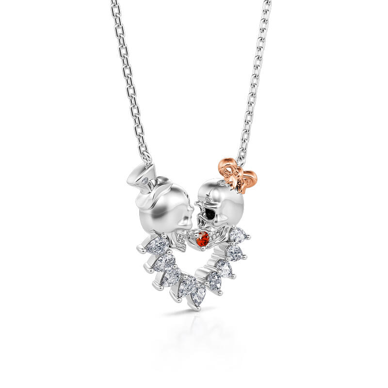 جوليا قلادة القلب زوجين الجمجمة "الحب الأبدي" من الفضة الإسترليني