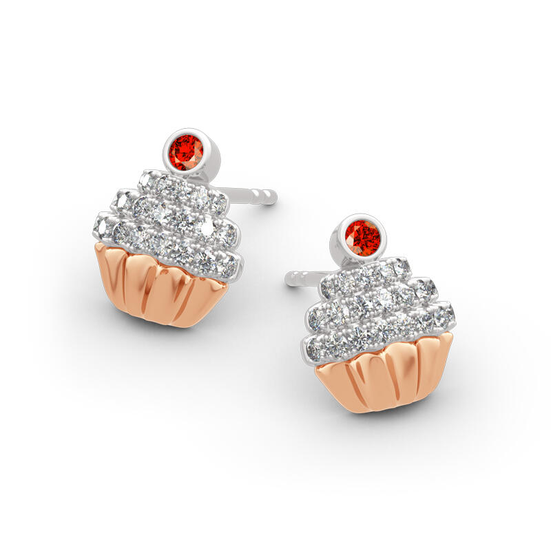 Jeulia Aretes de plata de ley con diseño de cupcake dulce