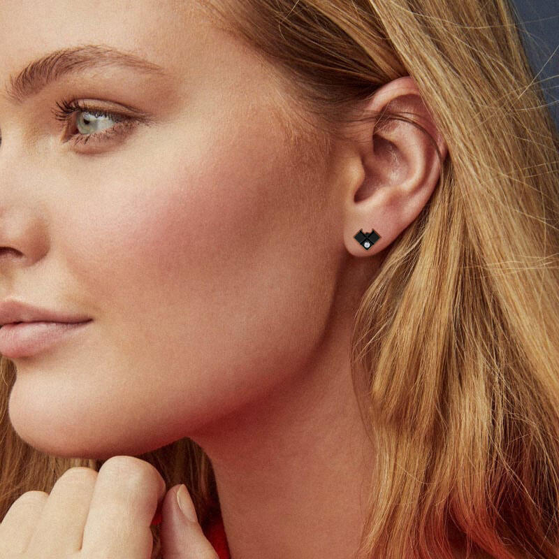 Jeulia Black Brown Sterling Silver Stud Earrings