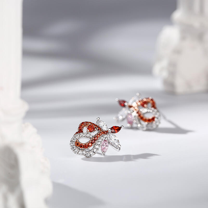 Jeulia "Soulmate" Double Heart Sterling Silver Stud Earrings