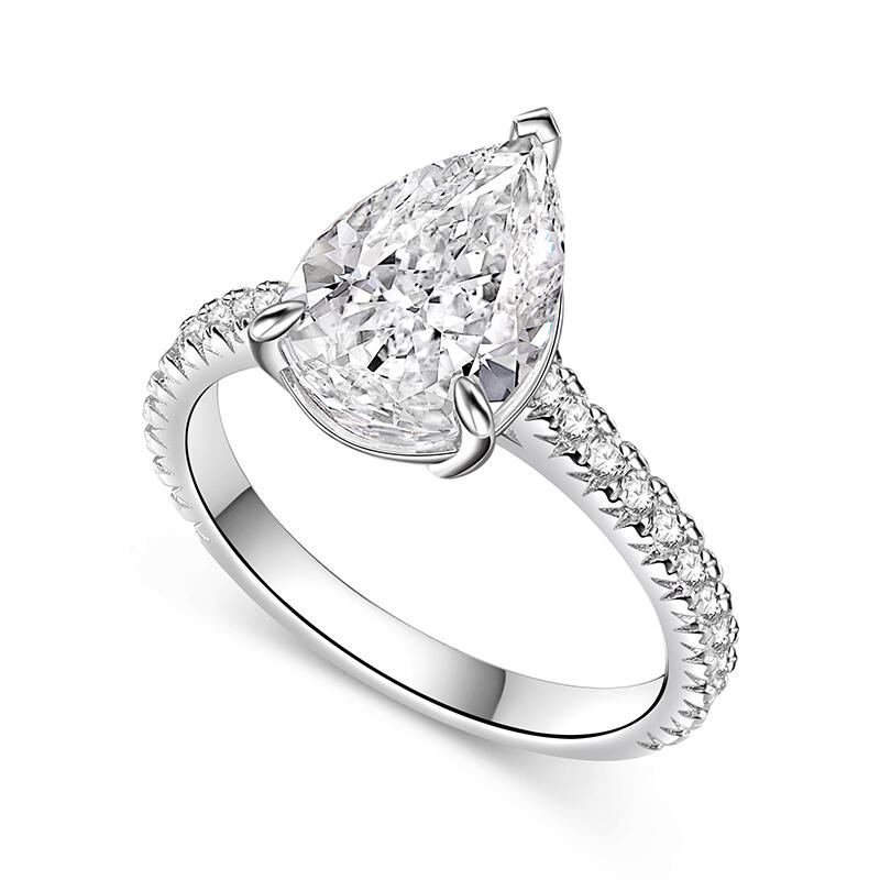 Jeulia Anillo de Compromiso de Plata de Ley con Corte de Pera