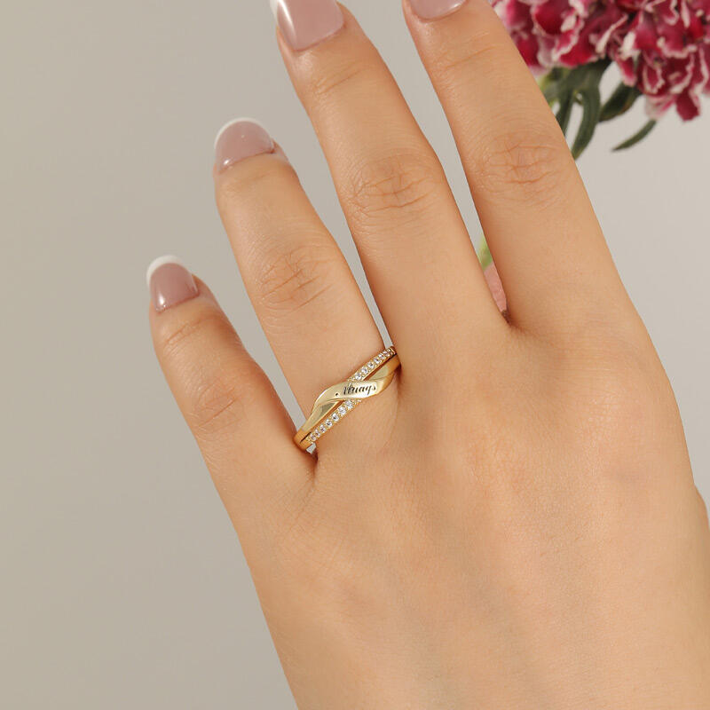 Jeulia Argolla de Boda Elegante para Mujer con Grabado de Nudo