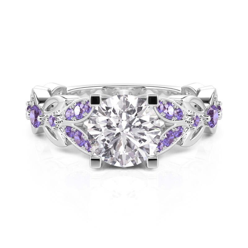 Jeulia Anillo De Talla De Mariposa Redonda En Plata De Ley