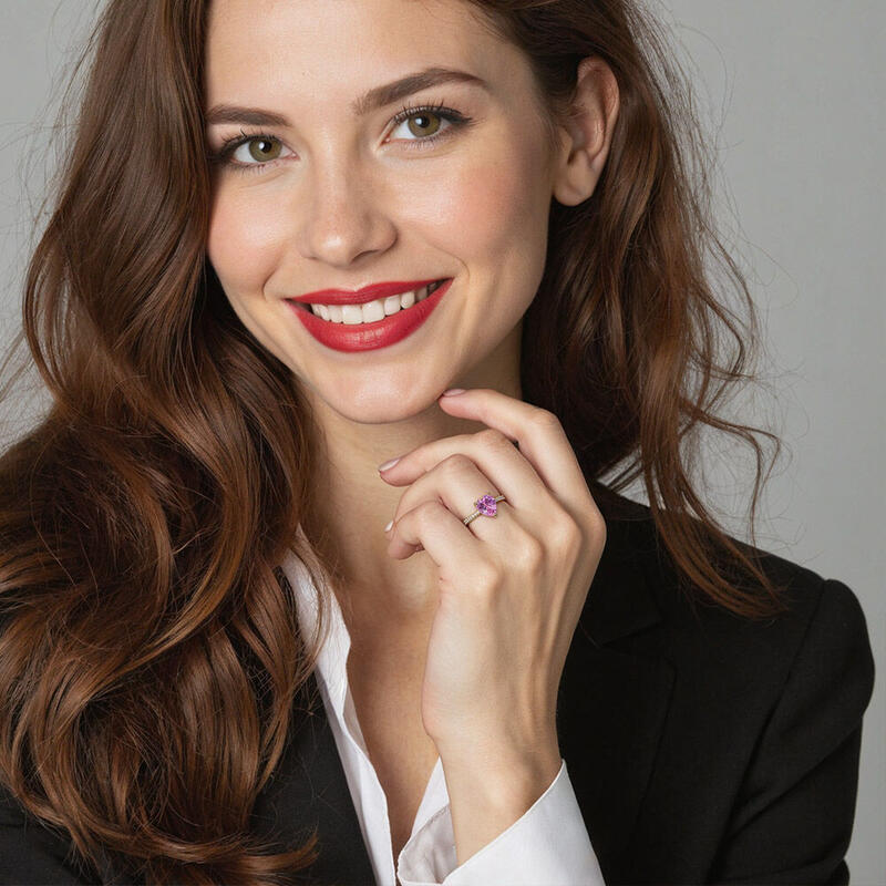 "Du Bist Magisch" 1,5 Karat Herz-Schliff Seitenstein-Verlobungsring