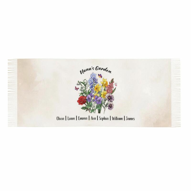 Écharpe personnalisée avec fleurs d'anniversaire cadeau pour la fête des mères cadeau pour grand-mère