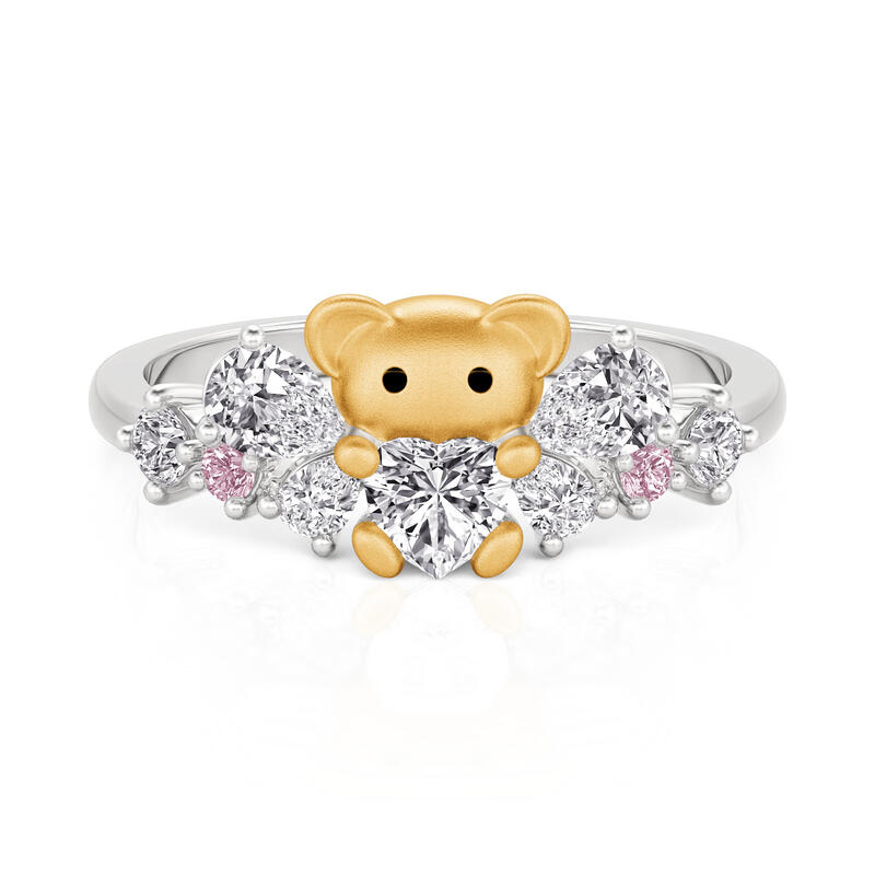Jeulia Hug Me Cute Bear with Butterfly Knot Ring