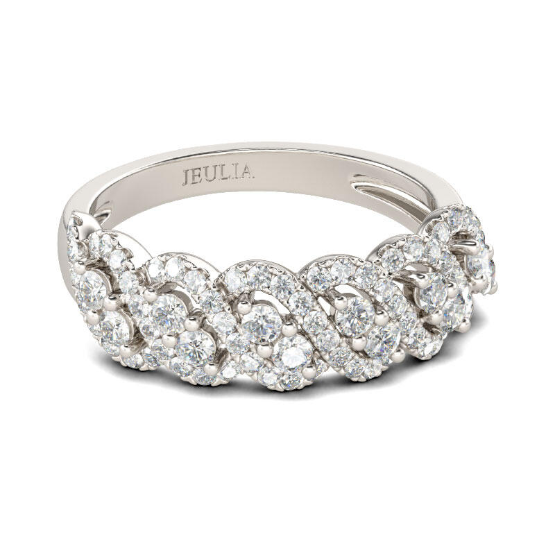 Jeulia Classic Round Cut Sterling Silver Women's Band