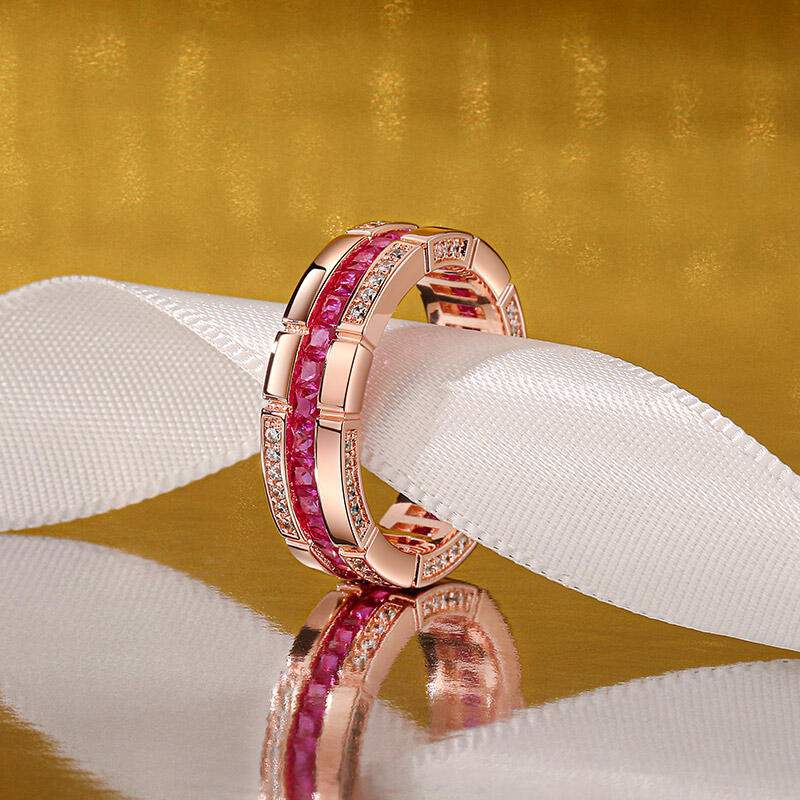 Jeulia "Elegant Eternity" Princess Cut Sterling Silver Women's Band