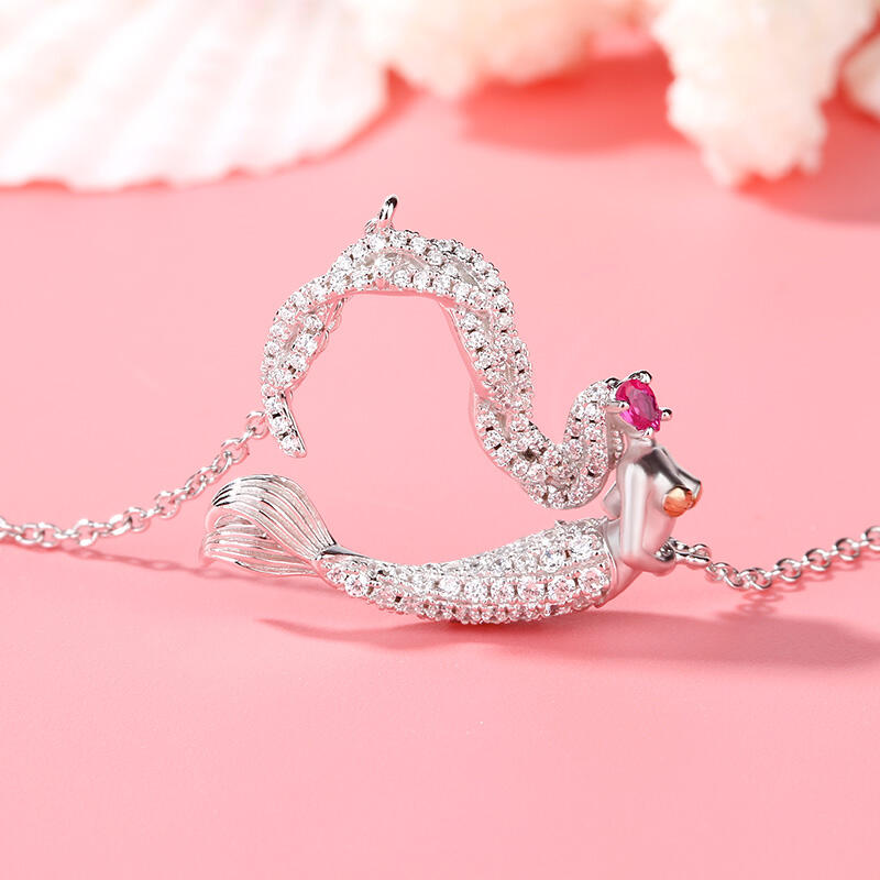 Jeulia "Ocean's Light" Sterling Silver Mermaid Gift Necklace for Valentine's Day