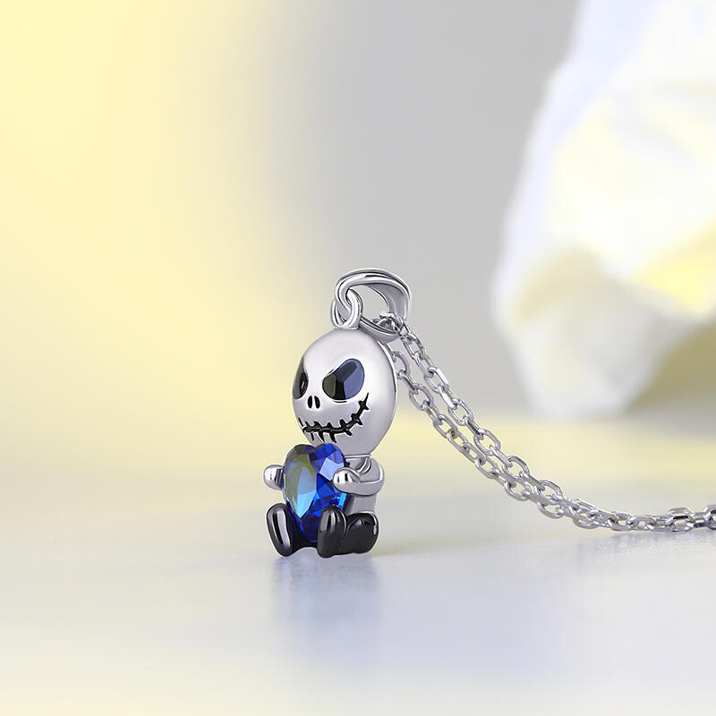 Jeulia Hug Me "Love Confession" Skull Heart Cut Sterling Silver Necklace
