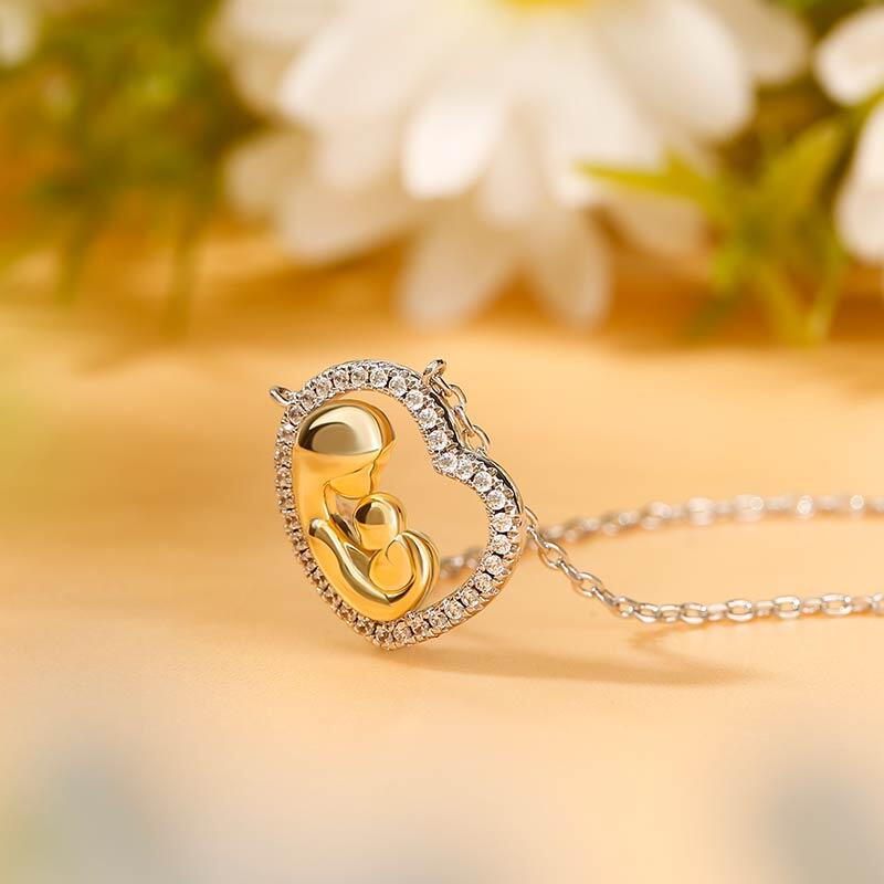 Jeulia "Love Is a Great Fire" Moeder & Baby Hart Sterling Zilveren Ketting