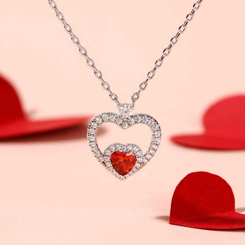 Jeulia "Brilliance Love" Heart Cut Sterling Silver Necklace