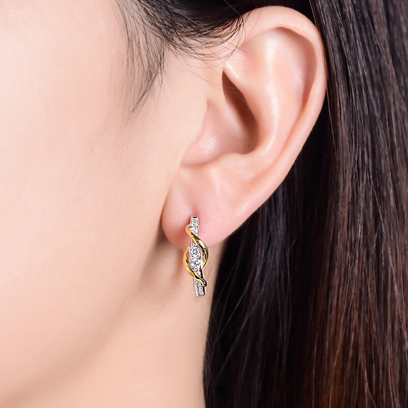 Jeulia Never Apart Sterling Silver Hoop Earrings