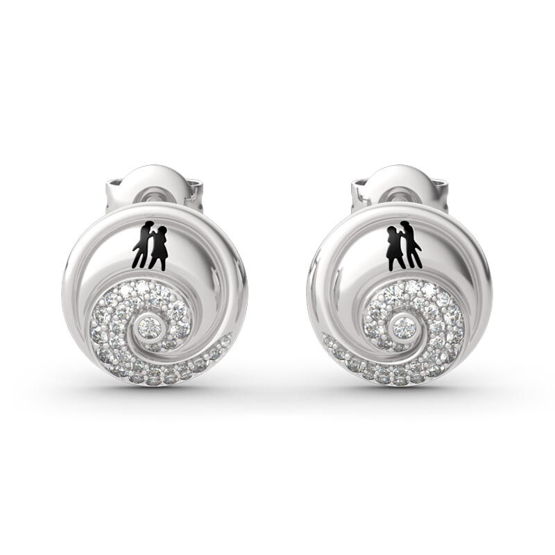 Jeulia "Romance in the Moonlight" Pendientes De Plata De Ley Con Diseño De Pareja De Calaveras