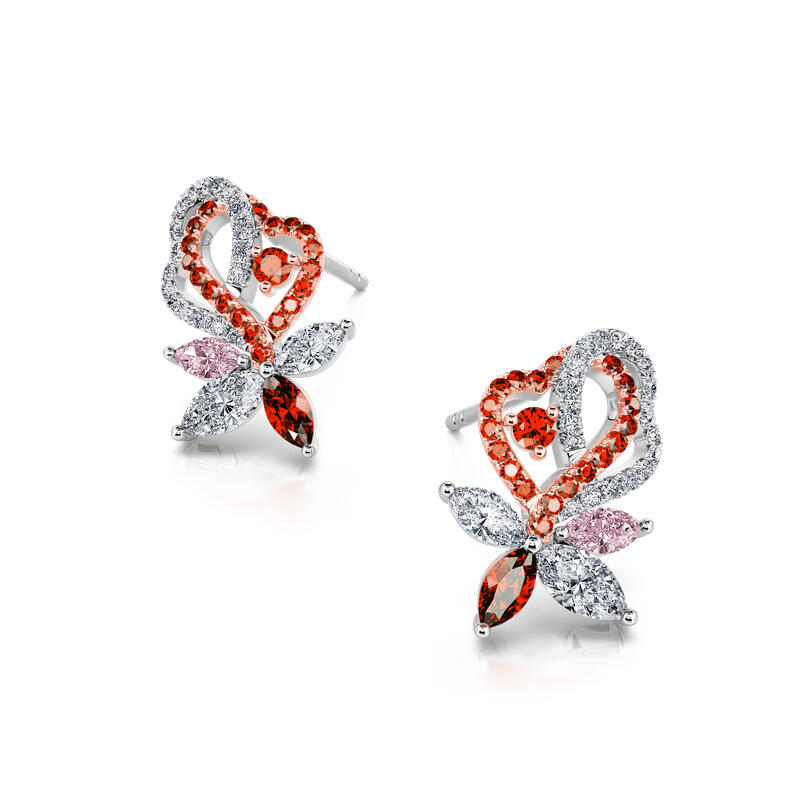 Jeulia "Soulmate" Double Heart Sterling Silver Stud Earrings