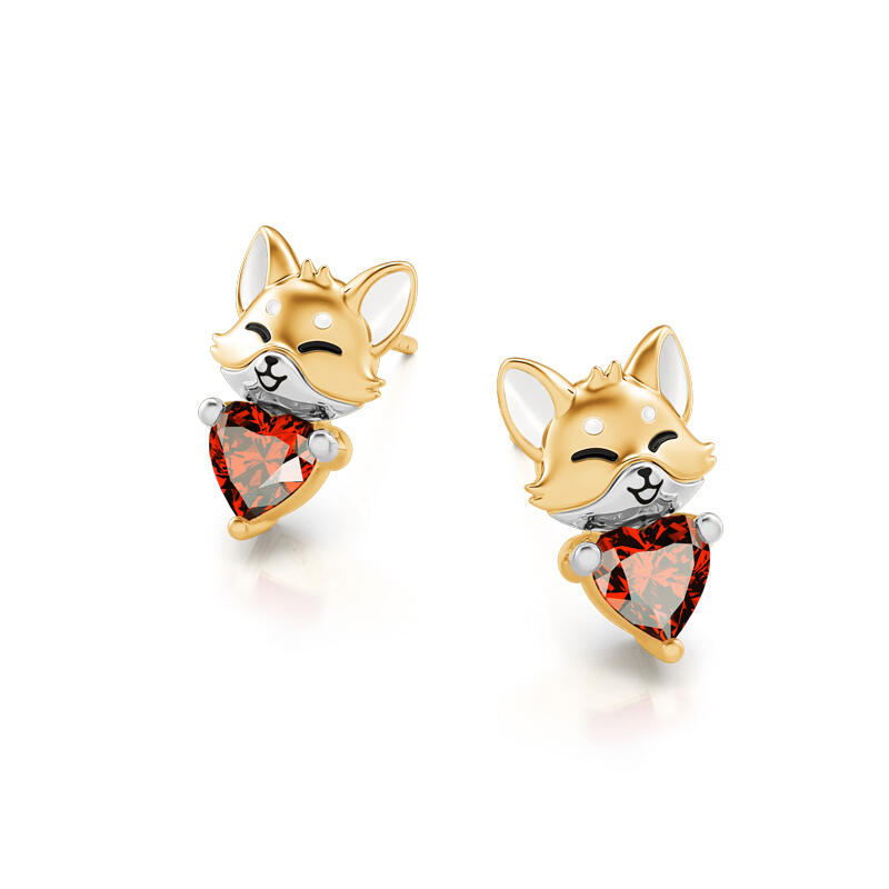 Jeulia Hug Me Pendientes de zorrito de plata de ley con corte de corazón