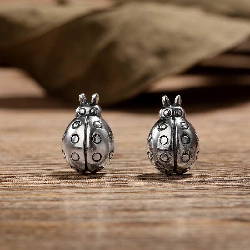 Jeulia "Mini Ladybug" Sterling Silver Earrings