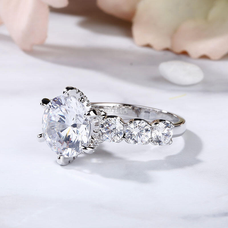 Jeulia Round Cut Sterling Silver Ring