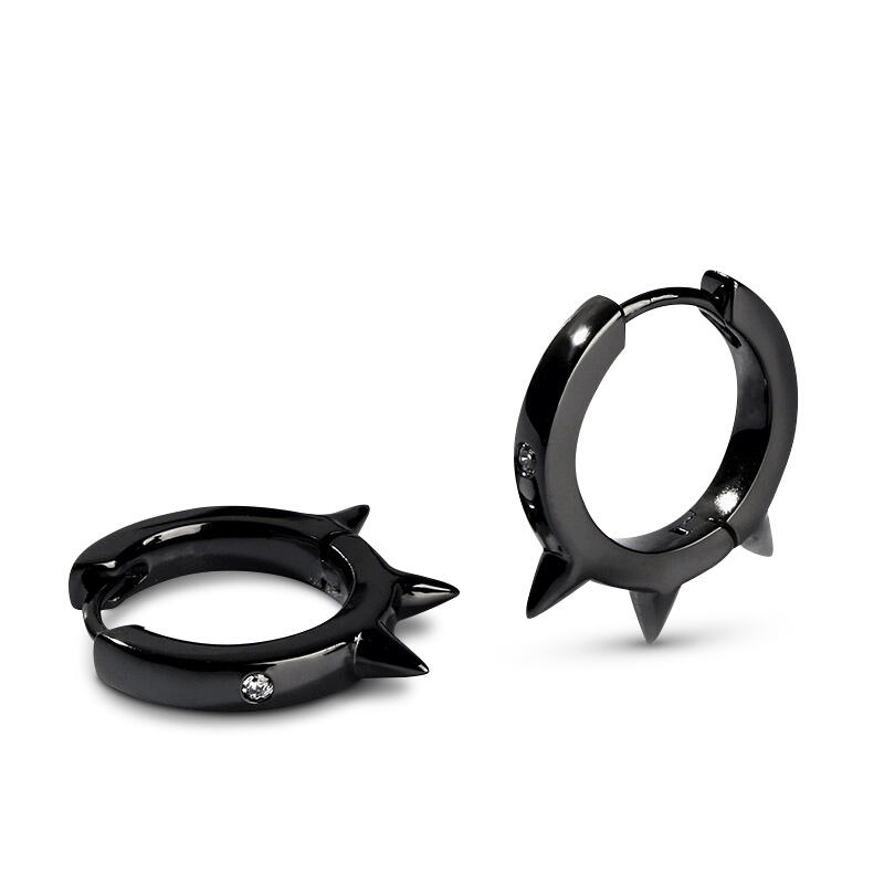 Jeulia "Spiked Out" Sterling Silver Hoop Earrings