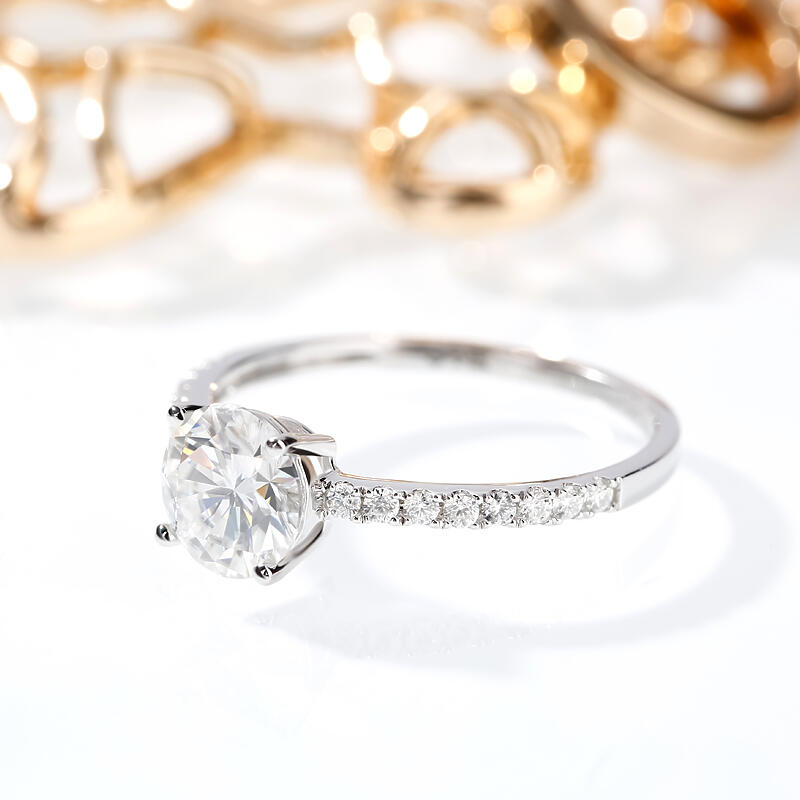 Jeulia Alliance Couple Femme 10K/14K/18K Or Platine Solitaire Moissanite Diamant Bague de Fiançailles Mariage