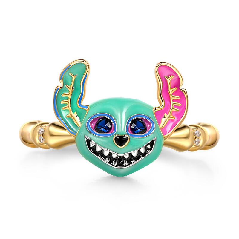 Jeulia "Colorful Dog" Enamel Sterling Silver Ring