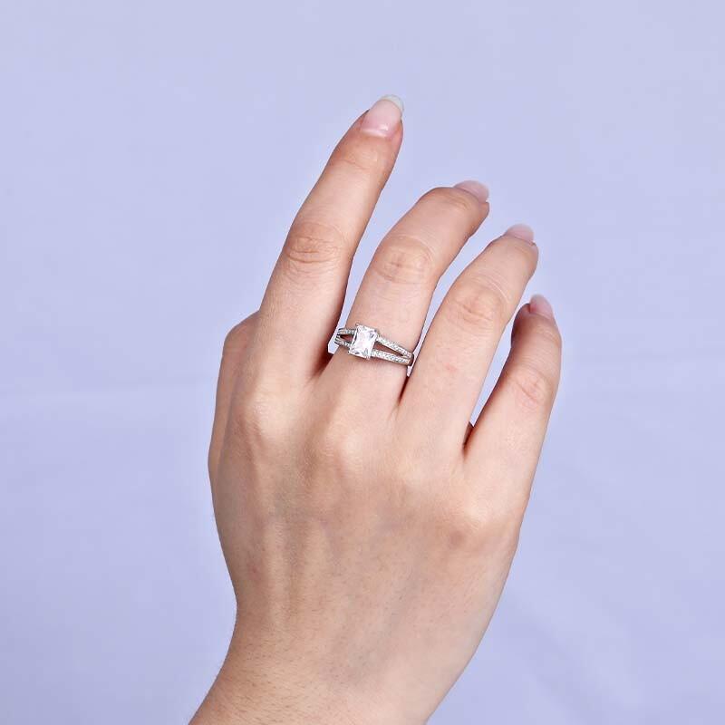 "Just For You" Radiant Cut Side Stone Engagement Ring