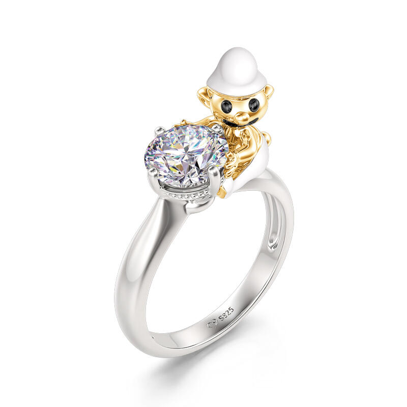 Jeulia Hug Me "Little Elf" Round Cut Sterling Silver Ring