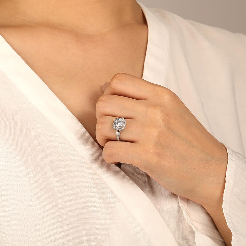 "Give Yourself To Me" Round Cut Halo Engagement Ring