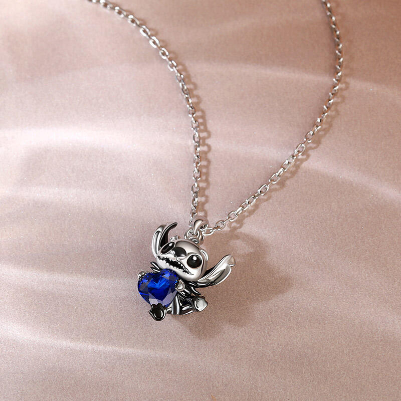 Jeulia Hug Me "Little Monster" Heart Cut Sterling Silver Necklace