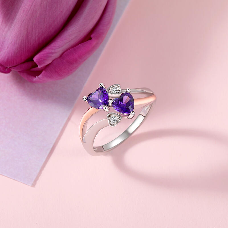 Jeulia Two Color Custom Birthstone Engagement Ring