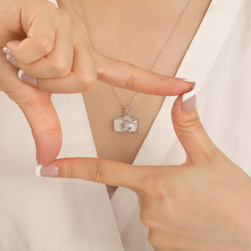 Jeulia Unique Camera Custom Photo Locket Necklace