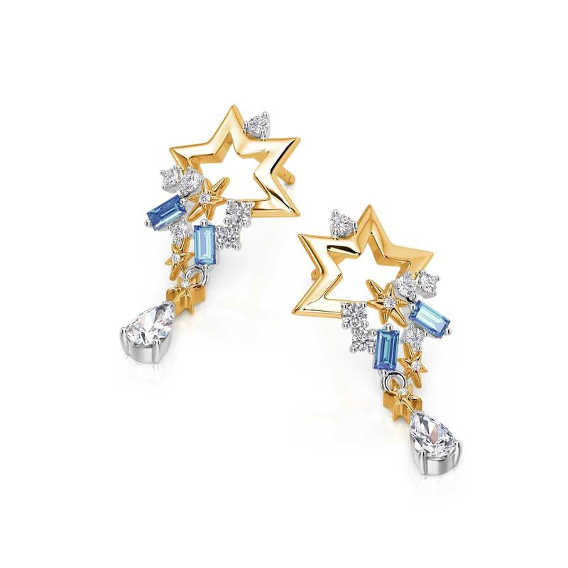 Jeulia Luna Astra Pendientes con Estrella Celestial Caída