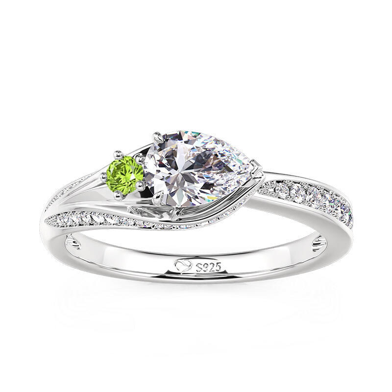 Jeulia Simple Calla Lily Custom Birthstone Ring