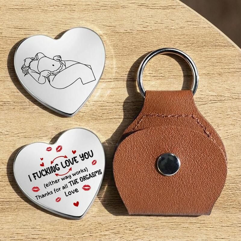 Hug Keychain Personalized Leather Pocket Hug Custom Line Drawing Photo Private ...