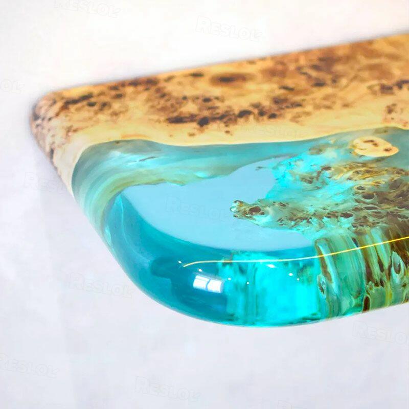 Modern Translucent Green Resin & Wood Floating Shelves - Rustic-Chic ...