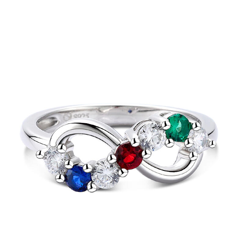 Jeulia Infinity Shape Round Cut Sterling Silver Promise Ring