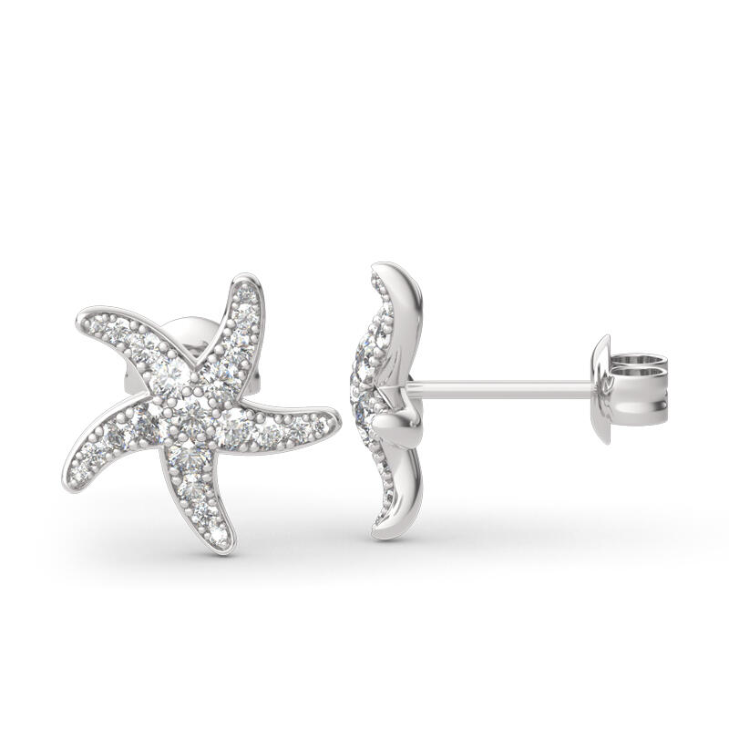 Jeulia Starfish Sterling Silver Stud Earrings