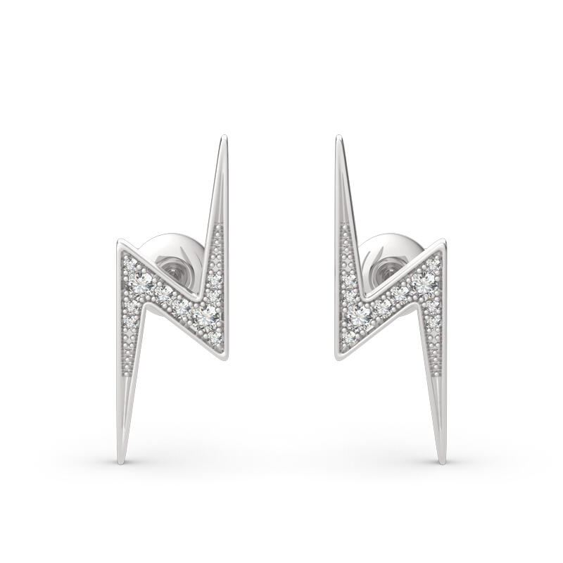 Jeulia Lightning Design Sterling Silver Stud Earrings
