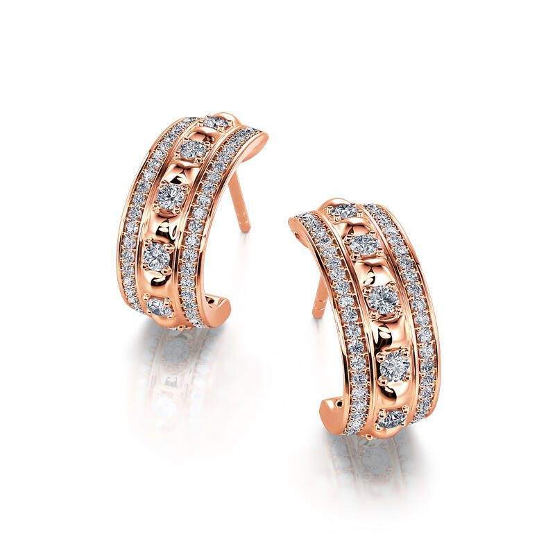 Jeulia Semicircle Design Round Cut Sterling Silver Stud Earrings