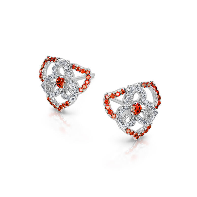 Jeulia "Love Never Die" Heart Petals Flower Sterling Silver Stud Earrings