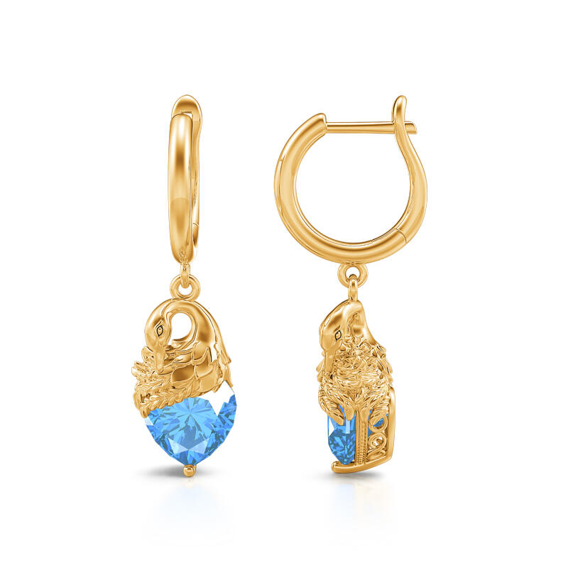 Jeulia Hug Me "Beauty & Elegance" Swan Design Heart Cut Sterling Silver Earrings