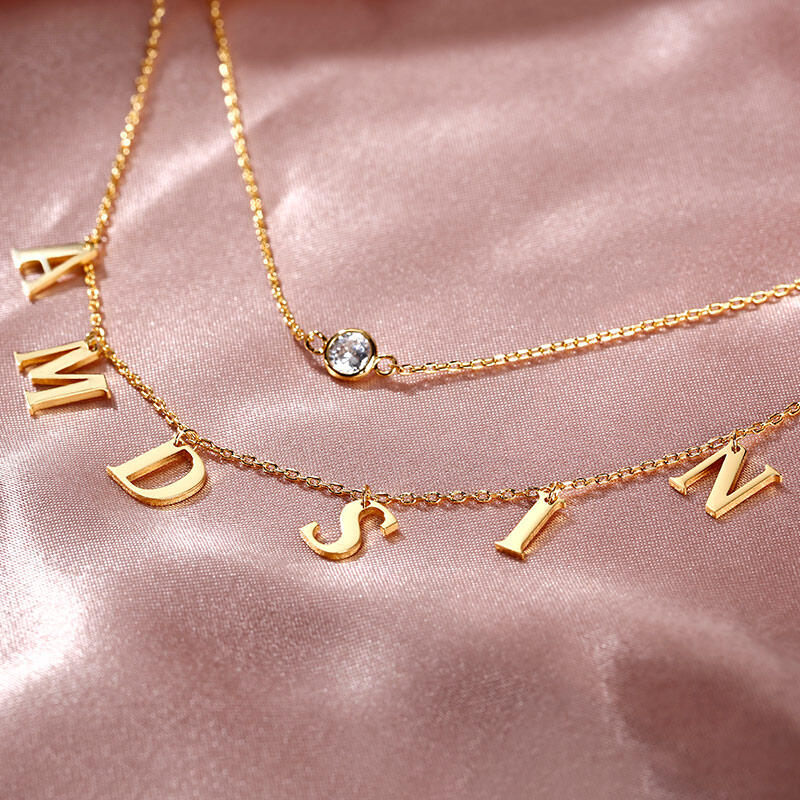 Jeulia Double Layer Name Personalized Sterling Silver Necklace