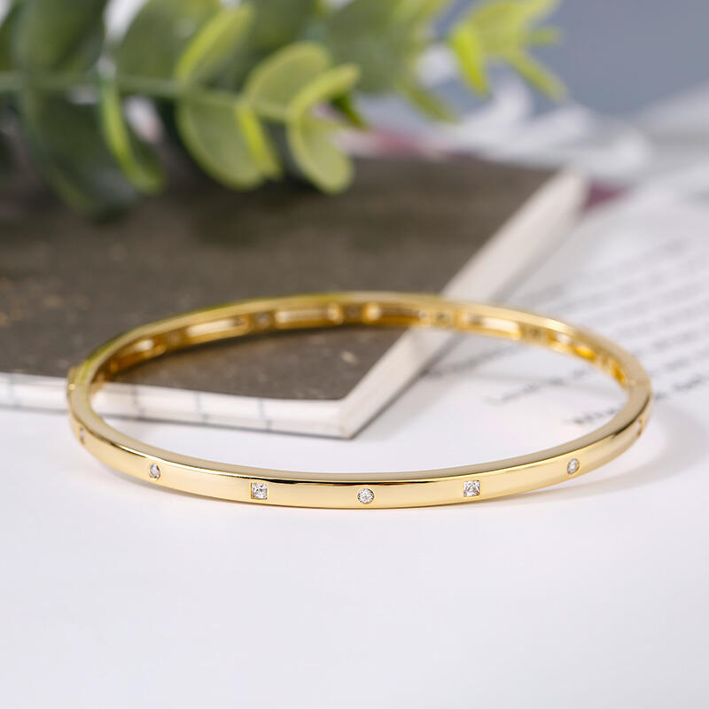 Jeulia Simple Design Round Cut Sterling Silver Armband