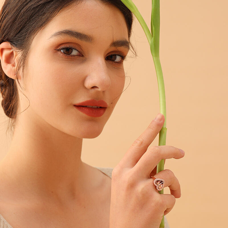 Jeulia Anillo con foto personalizado de plata esterlina