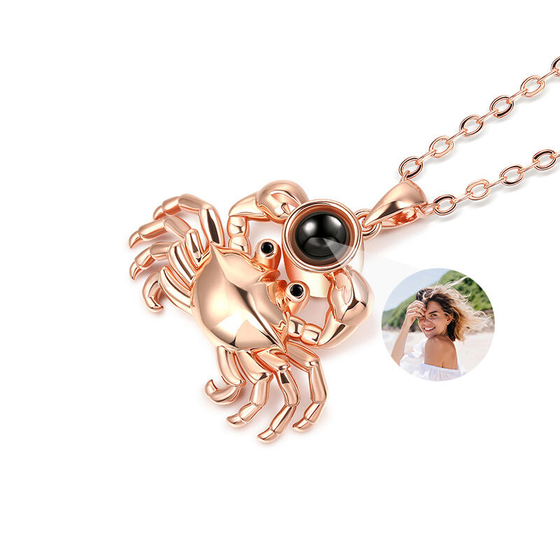 Jeulia Collar de Plata de Ley con Proyección de Foto Personalizada de Cangrejo