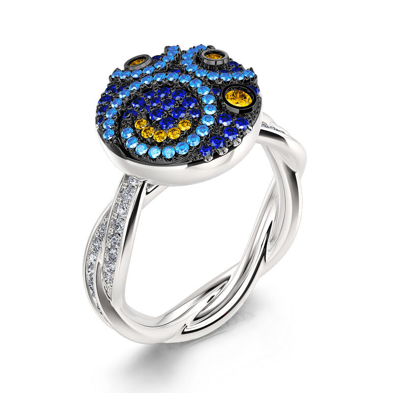 Jeulia "Pure Night" The Starry Night Inspired Sterling Silver Rotating Soothe Ring