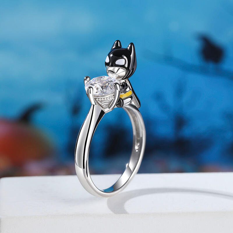 Jeulia Hug Me "Dark Knight" Batman Rundslipad Sterling Silver Ring