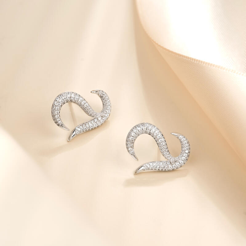 Jeulia Logo Shape Heart Sterling Silver Stud Earrings