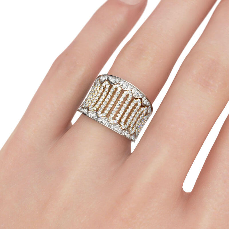 Jeulia Two Tone Sterling Silver Women's Band