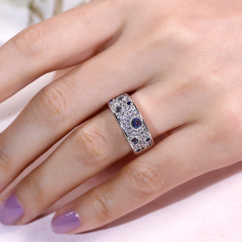 Jeulia Bague Femme Paysage dans Galaxie en Argent Sterling à Coupe Ronde